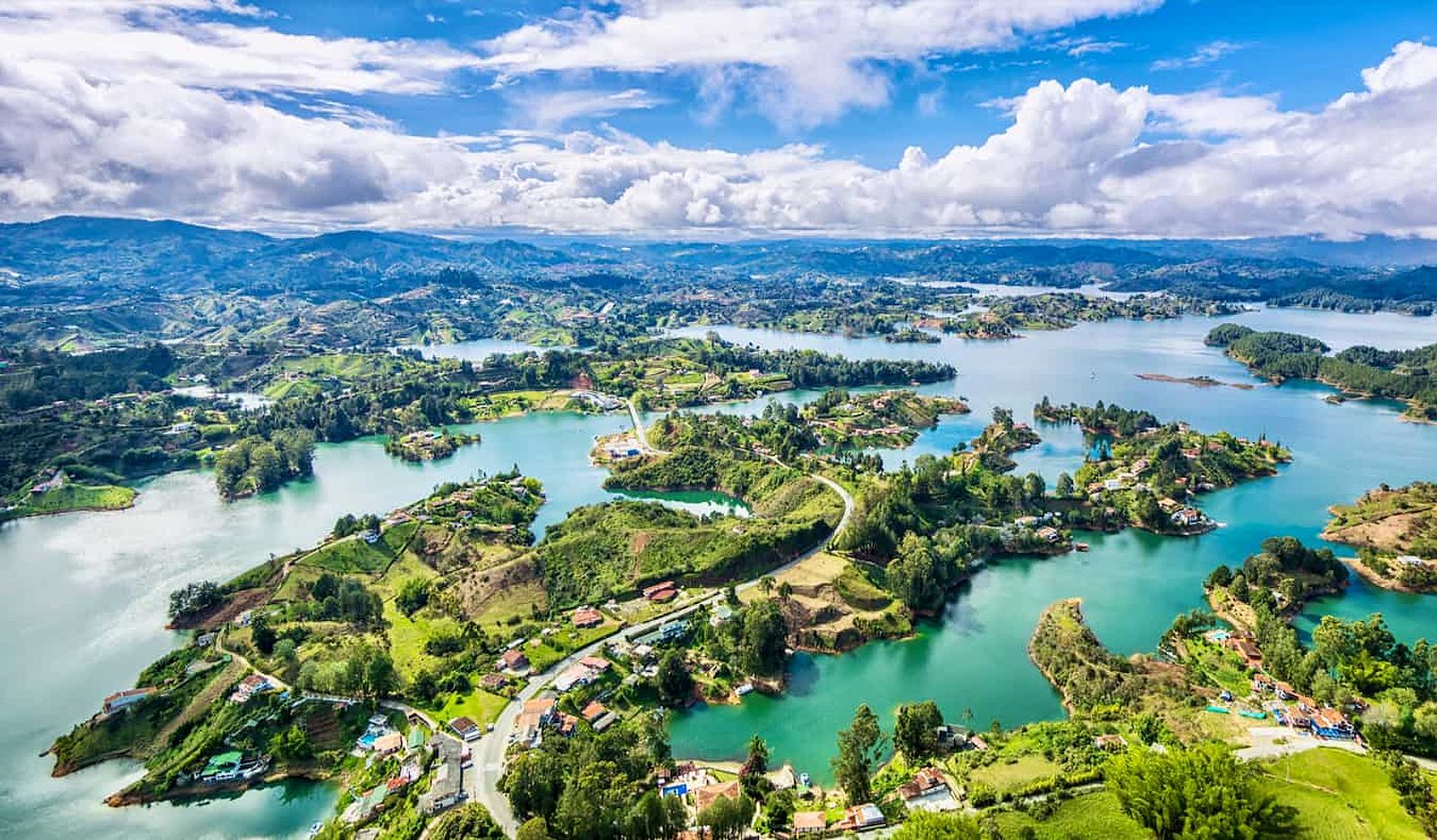 A stunning scenic view over the landscape of Guatape, near Medellin, Colombia