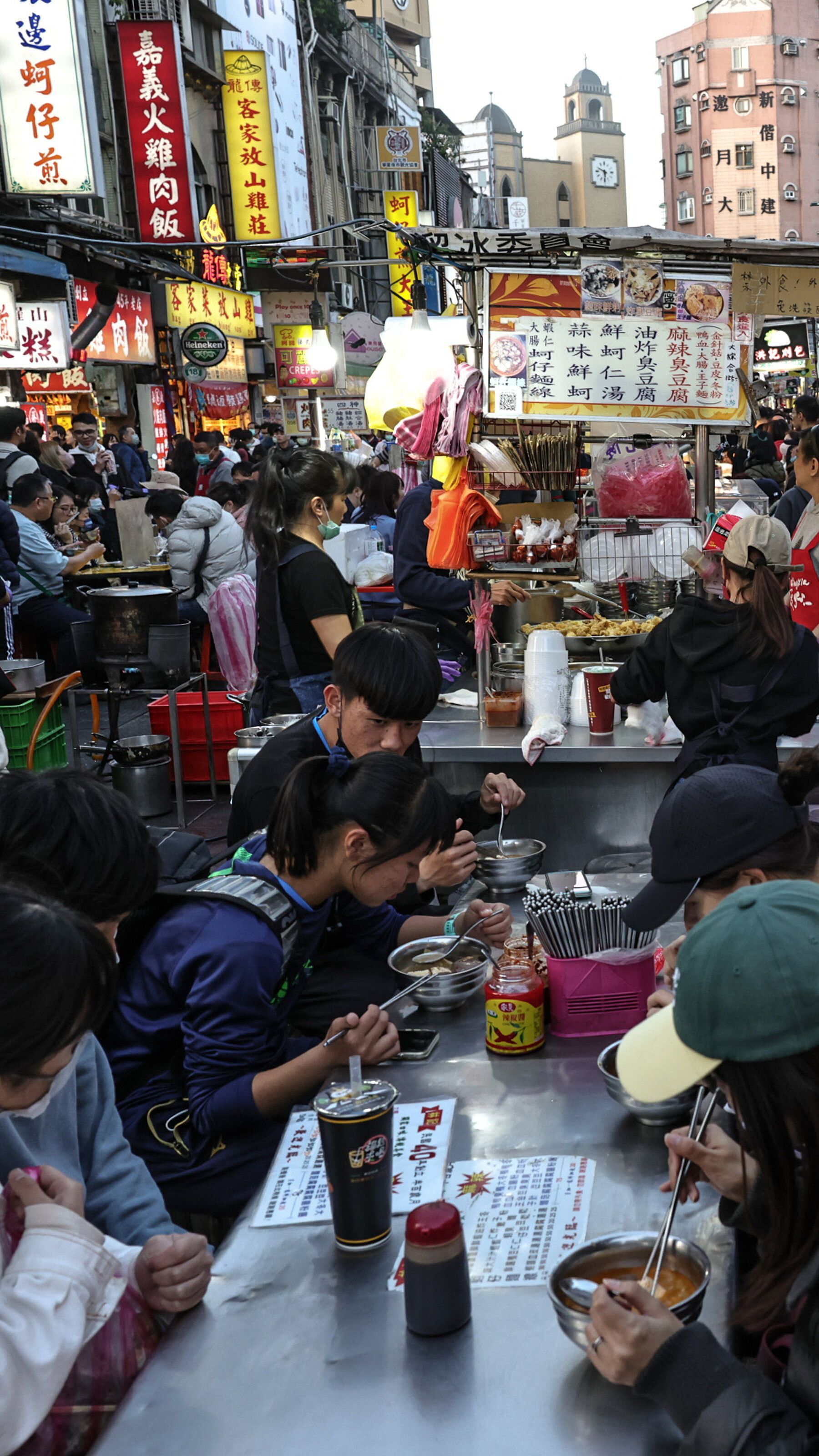 Busy street market in Taipei