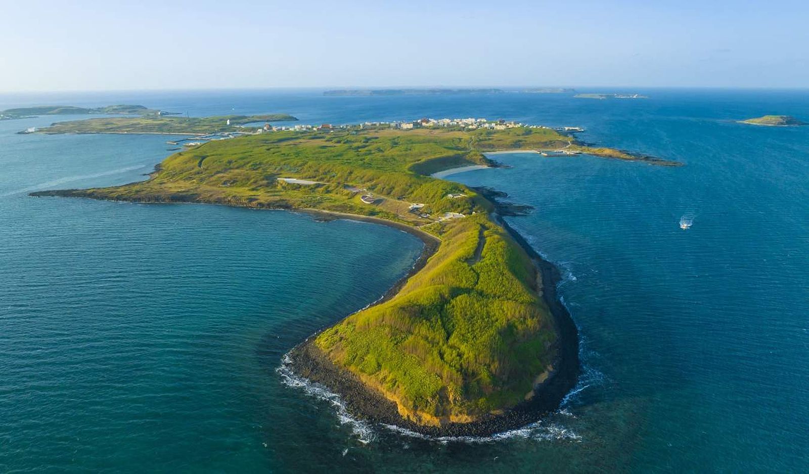 Panoramic view of the lush and green Penghu Island, Taiwan