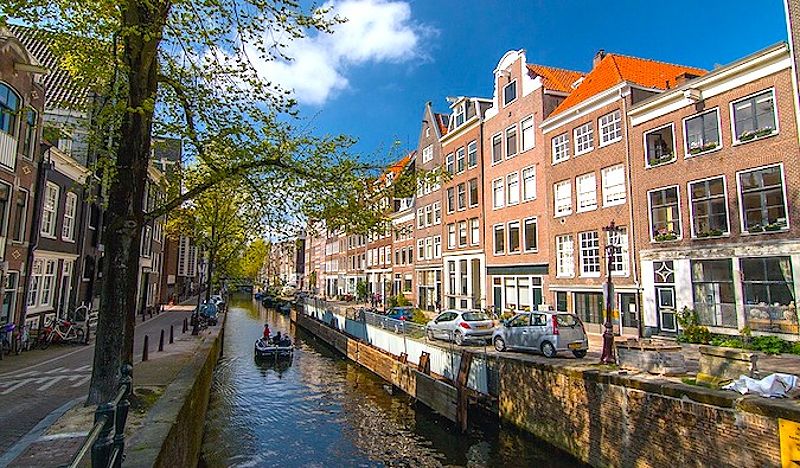 View down a canal in Amsterdam